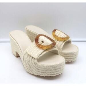$458 Cult Gaia Sandals Slide Cleia Platform Off White Sz 36.5 Chunky heel Buckle